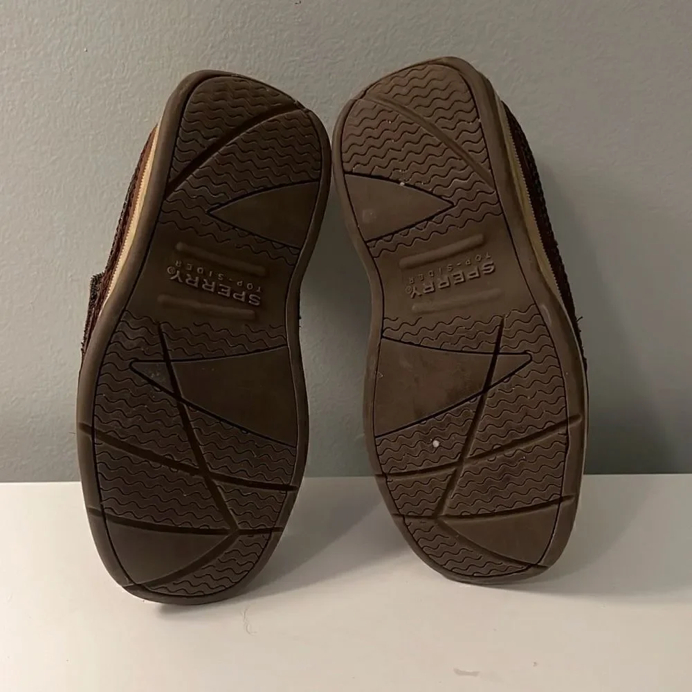 Sperry Top Sider Boy's Brown Leather Lanyard Boat Shoes Size 10
